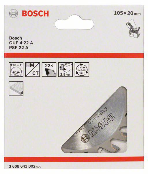 Balenie kotúča Bosch pílového listu, vhodné pre modely GUF 4-22 A a PSF 22 A; 105 x 20 mm, vhodné pre betón, keramiku.