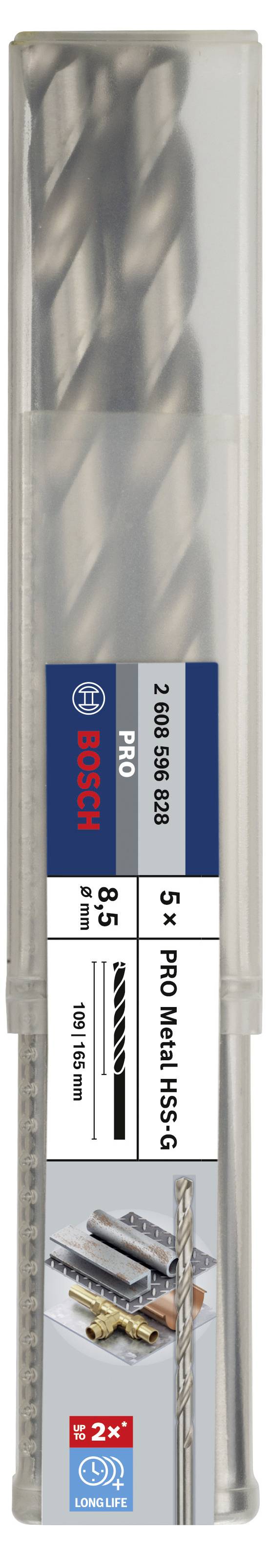 'Bosch Pro Betonbohrer Set' s piatimi vrtákmi na betón, priemer 8,5 mm, dĺžka 125 mm, vhodné pre príklepové vŕtačky.