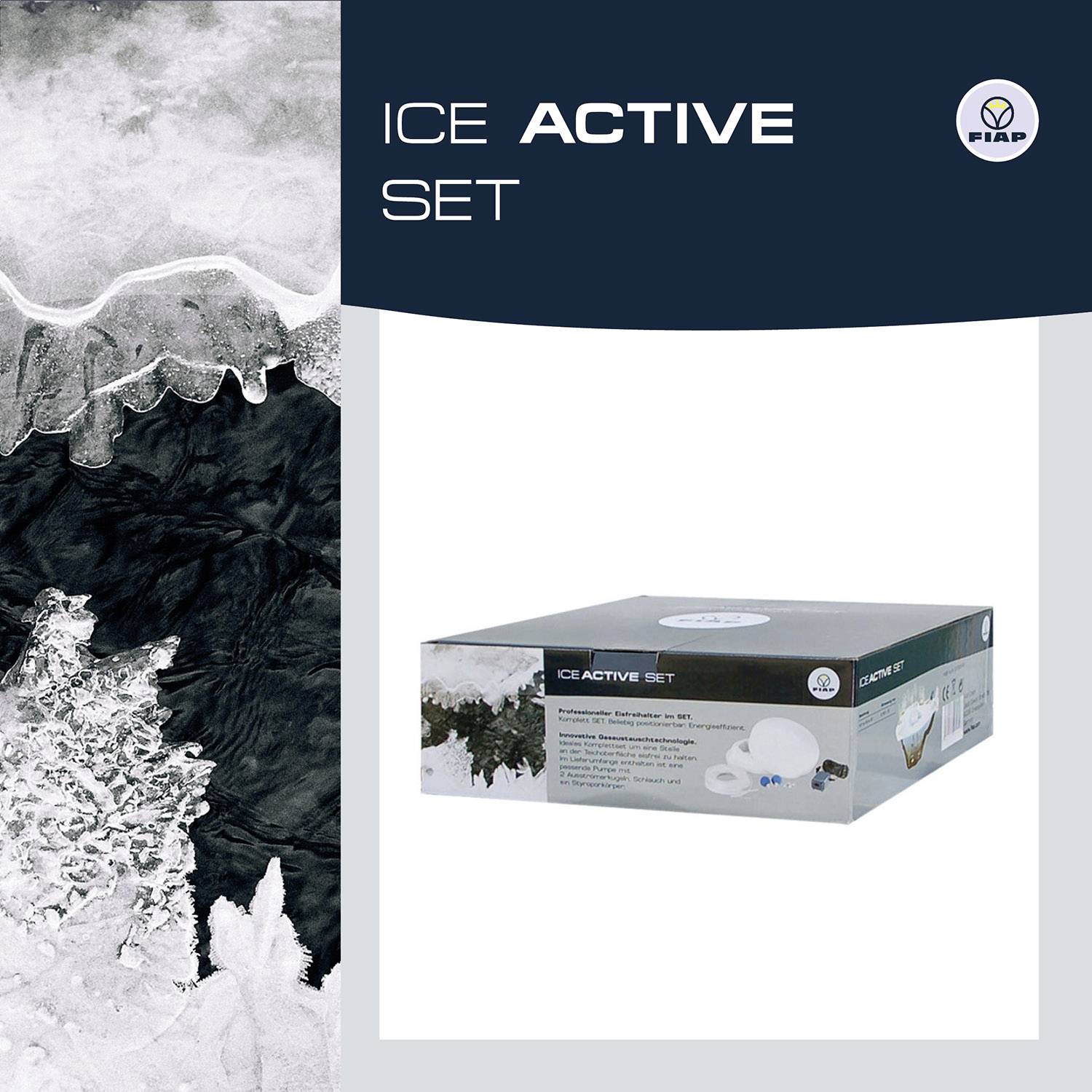 'ICE ACTIVE SET': Obal zobrazuje ľadovú krajinu. Obsahuje produkty určené na použitie v chladnom počasí.