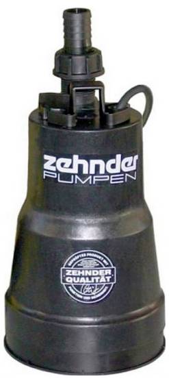 Čierna ponorná čerpadlo s nápisom 'zehnder PUMPEN' a pečaťou kvality.