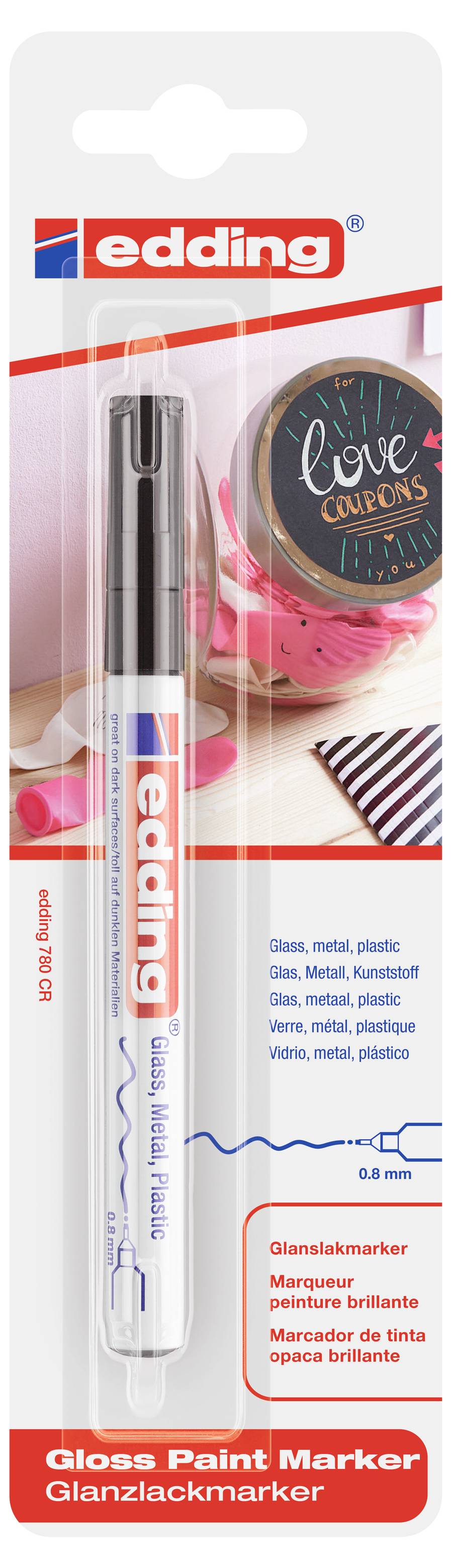 Edding 4-780-1-1001 780 paint marker popisovač na laky čierna 0.8 mm N/A-1