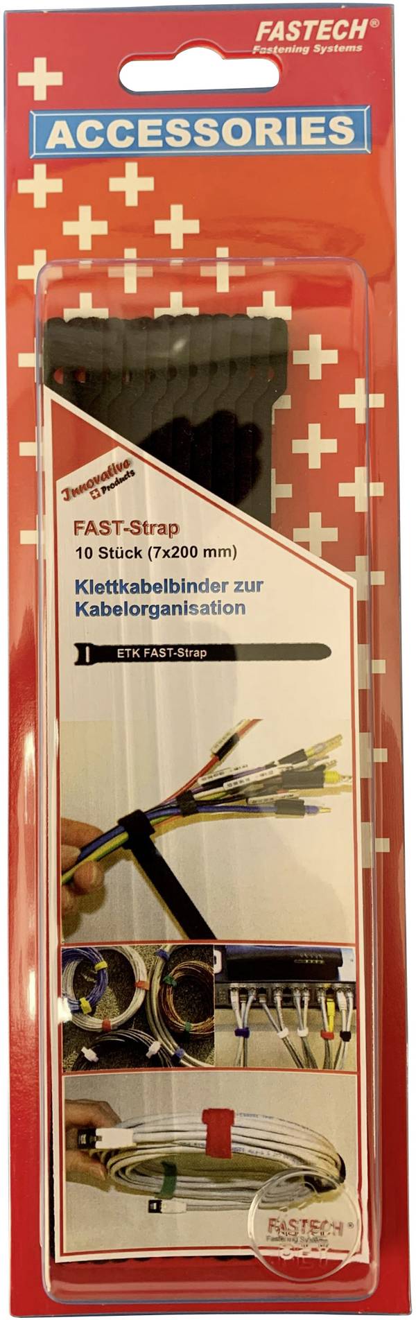 FASTECH® 801-330C káblový manažér na suchý zips na spojovanie háčiková a flaušová časť (d x š) 200 mm x 7 mm čierna 10 ks