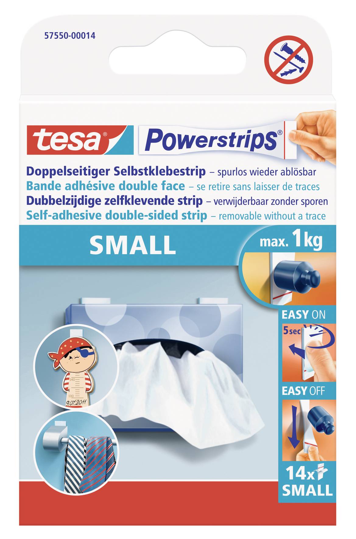tesa POWERSTRIPS® Small Nastro biadesivo Bianco Contenuto: 14 pz.
