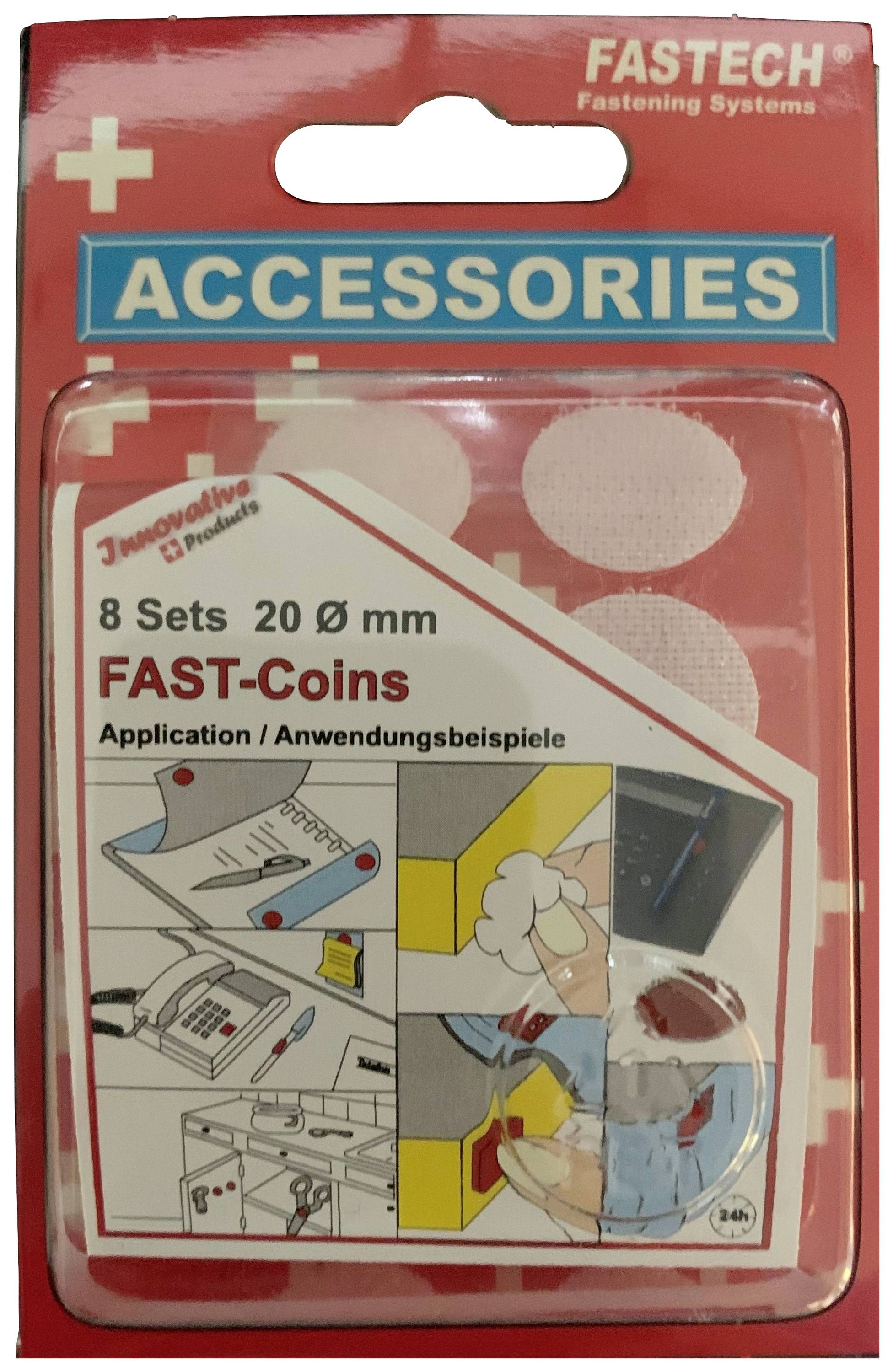 FASTECH® 685-010 okrúhle suché zipsy, zalepenie hotmelt, háčiková a flaušová časť, (Ø) 20 mm, biela, 8 pár