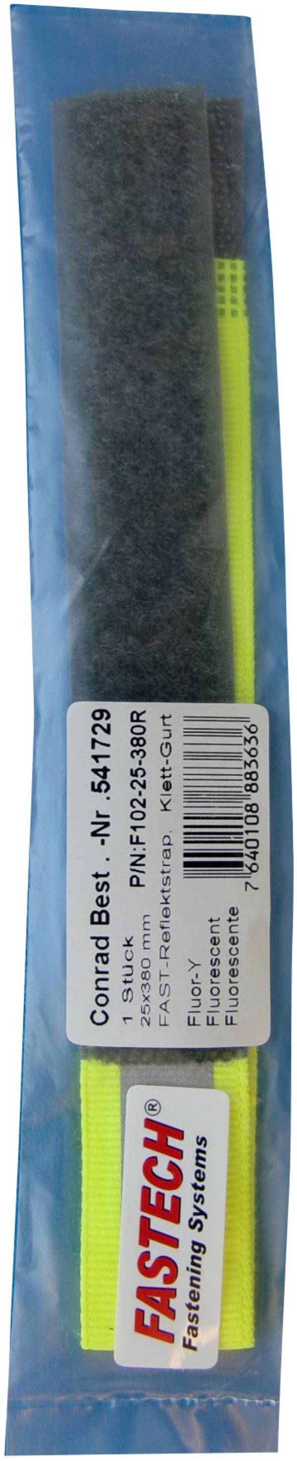 FASTECH® F102-25-380R pásik so suchým zipsom s reflektorom, na našitie háčiková a flaušová časť (d x š) 380 mm x 25 mm neónovo žltá 1 ks