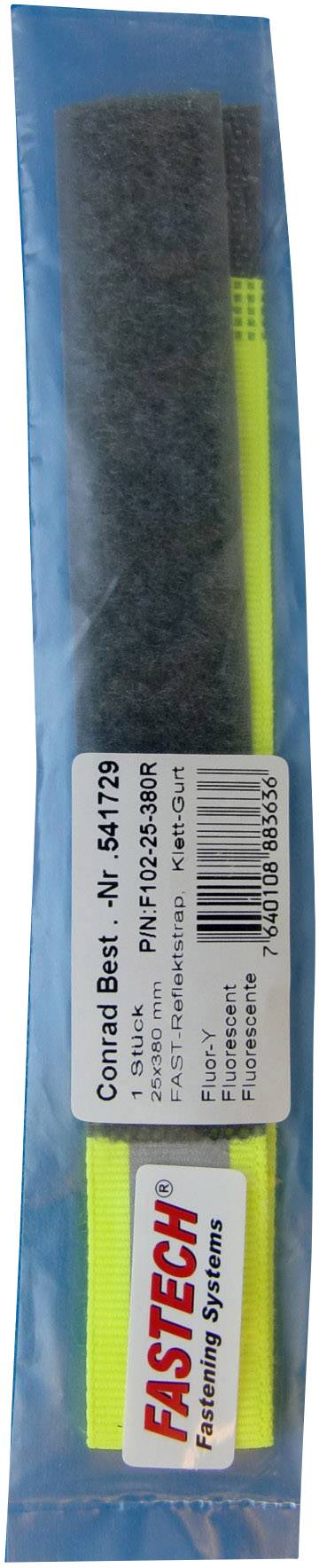 FASTECH® F102-25-380R Nastro a strappo con rifrangente, da cucire Lato morbido e lato rigido (L x L) 380 mm x 25 mm Giallo Neon 1 pz.