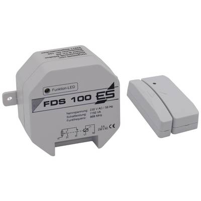 Rádiový spínací systém pozostávajúci z prijímača 'FDS 100 ES' a rádiového spínača. Prijímač s technickými špecifikáciami.