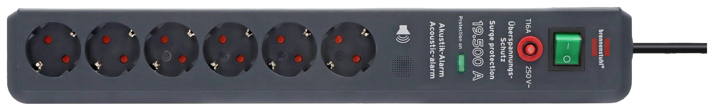 Brennenstuhl 1159540376 Multipresa con protezione da sovratensioni 6 scomparti Antracite Schuko 1 pz.