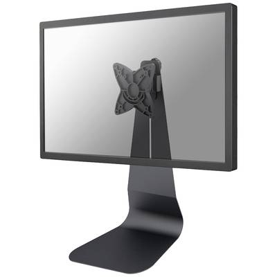 Plochý počítačový monitor s čiernou podstavou, viditeľný zadný držiak, na bielom pozadí.