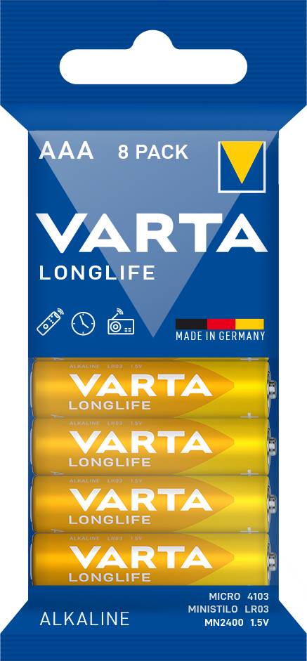 Varta LONGLIFE AAA Folie 8 Batteria Ministilo (AAA) Alcalina/manganese 1200 mAh 1.5 V 8 pz.
