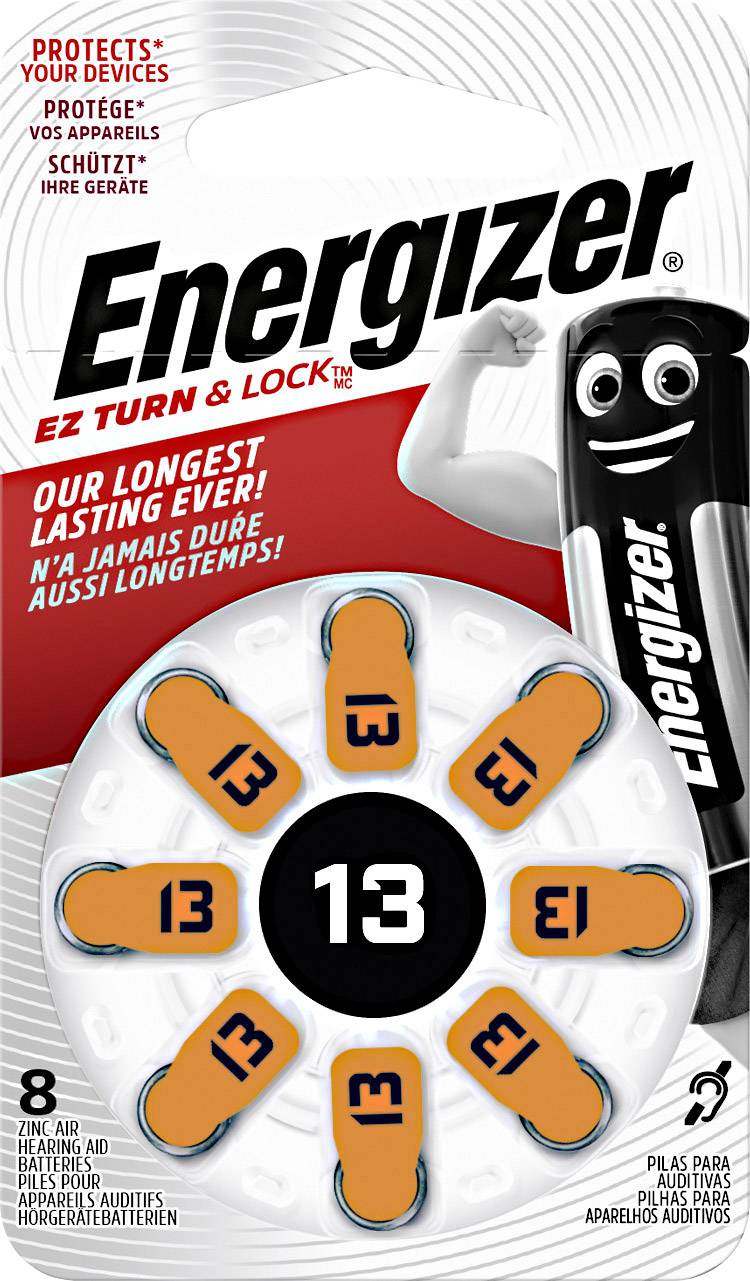 Energizer Hearing Aid PR48 Batteria a bottone ZA 13 Zinco-aria 280 mAh 1.4 V 8 pz.