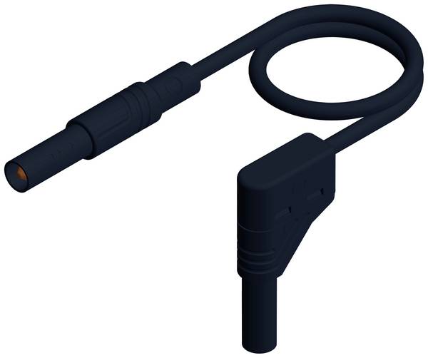 4 mm safety test lead, plugs straight/angled, 2,5 mm², 50 cm