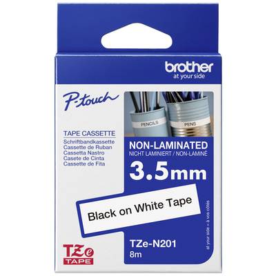 Páska do Brother P-Touch, nelaminovaná, 3,5 mm, čierna na bielom podklade, dĺžka 8 m, vhodná na popisovanie.