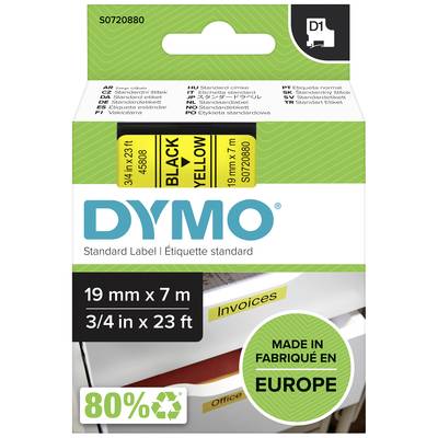 Balenie štítkov DYMO pre štandardné etikety s rozmermi 19 mm x 7 m. Obsahuje text 'VYROBENÉ V EURÓPE' a '80%'.