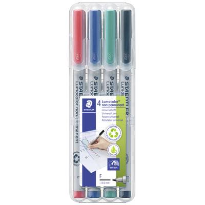 Štyri permanentné fixky Lumocolor od Staedtlera v červenej, modrej, zelenej a čiernej farbe v jednom balení. Vhodné pre rôzne povrchy.