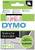 Etiketa DYMO, 12 mm x 7 m, biela s červeným textom 'Insurance', vyrobená v Európe, 80% recyklovaný materiál.