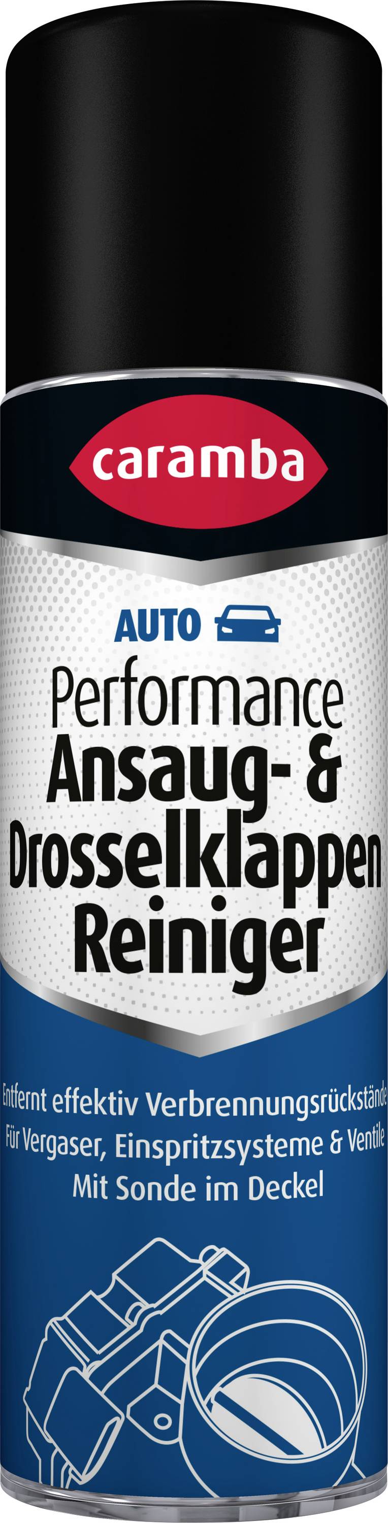 Čistič prívodu vzduchu a škrticieho ventilu Caramba Auto Performance v spreji s nemeckým označením produktu na modro-striebornej nádobe.