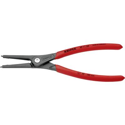 Červené kliešte Knipex s čiernymi rukoväťami, vhodné pre rozpätie 40-100 mm. Text na kliešťach: 'Knipex', 'Made in Germany'.