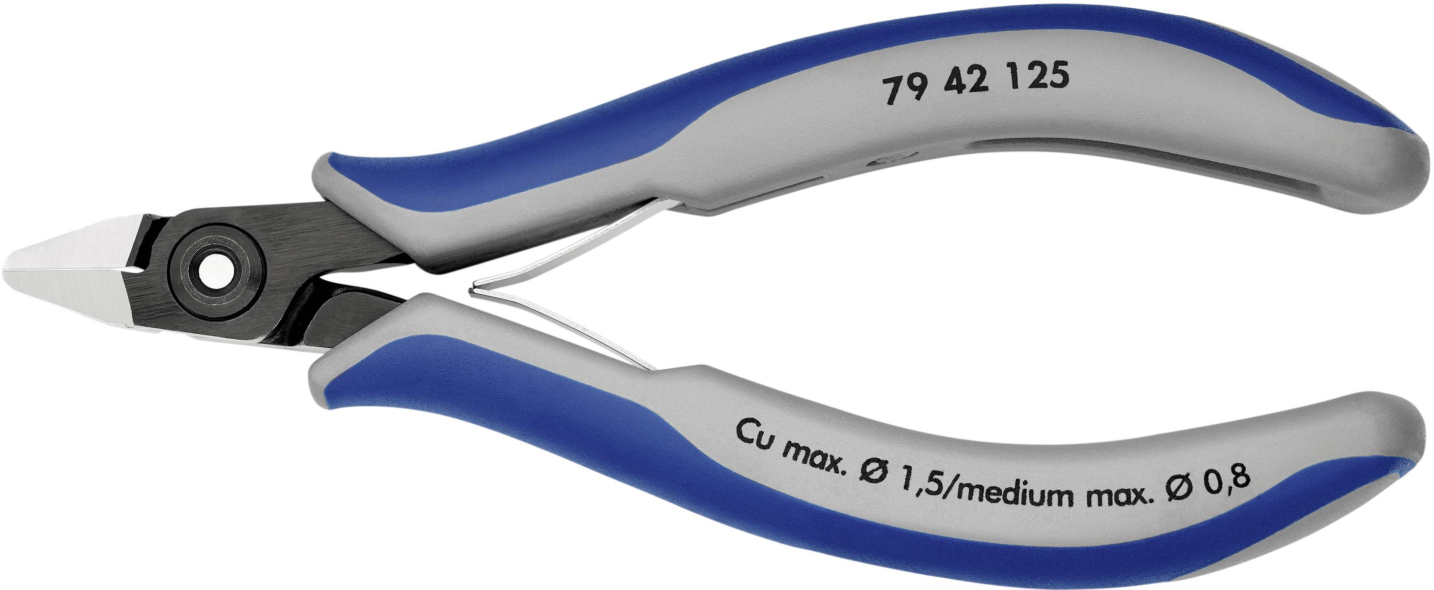Zangen: Jeden pár modro-sivých bočných štípacích klieští, vhodných pre medené drôty s maximálnym priemerom 1,5 mm a mäkký drôt 0,8 mm.
