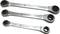 Tri strieborné kľúče s račňou od firmy Toolcraft s uvedenými veľkosťami: 16/19 mm, 12/15 mm, 8/11 mm.
