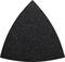 Čierny, trojuholníkový brúsny papier s hrubým zrnom, pravdepodobne určený na použitie s trojuholníkovým brúsnym zariadením.