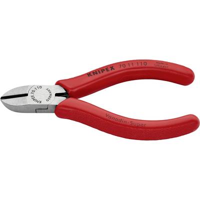 'KNIPEX' bočné štiepacie kliešte s červenou rukoväťou, nápis 'Made in Germany', modelové číslo '70 11 110'. Používané na strihanie drôtov.