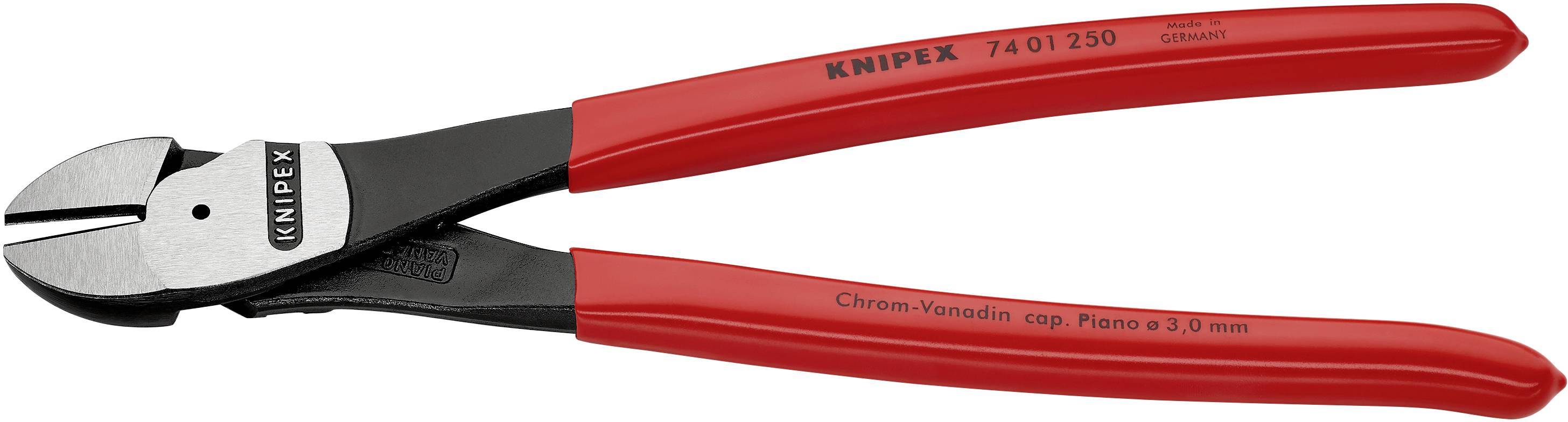 Knipex Kraft-Seitenschneider 250mm tauchbeschichtet Knipex 74 01 250 Værksted Kraft-sideskærer med facet 250 mm