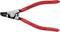 Červené, samostatné kliešte na zalisovanie s nápisom 'Knipex 46 21 A11' na káblovej koncovke od 10-25mm. Vyrobené v Nemecku.