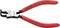 Červené okrúhle kliešte Knipex so zahnutými hrotmi, vhodné pre 8-13 mm, s nápisom 'Chróm-vanád' a 'Vyrobené v Nemecku'.