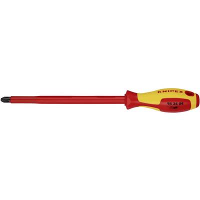 Izolovaný skrutkovač s červeným a žltým držadlom, model Knipex 98 24 01, vhodný pre elektrotechnické práce.