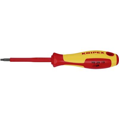 Elektrický skrutkovač s izolovanou rukoväťou v červenej a žltej farbe. Na rukoväti je vyznačená značka 'Knipex' a číslo '98 25 15'.
