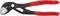 Čierne inštalatérske kliešte značky 'Knipex Cobra', model '87 01 150', s červenými rukoväťami, samosvorné.