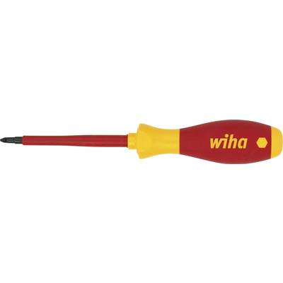 Žltý-červený skrutkovač s logom 'wiha', s ergonomickým držadlom. Nástroj vhodný pre elektrické náradie.
