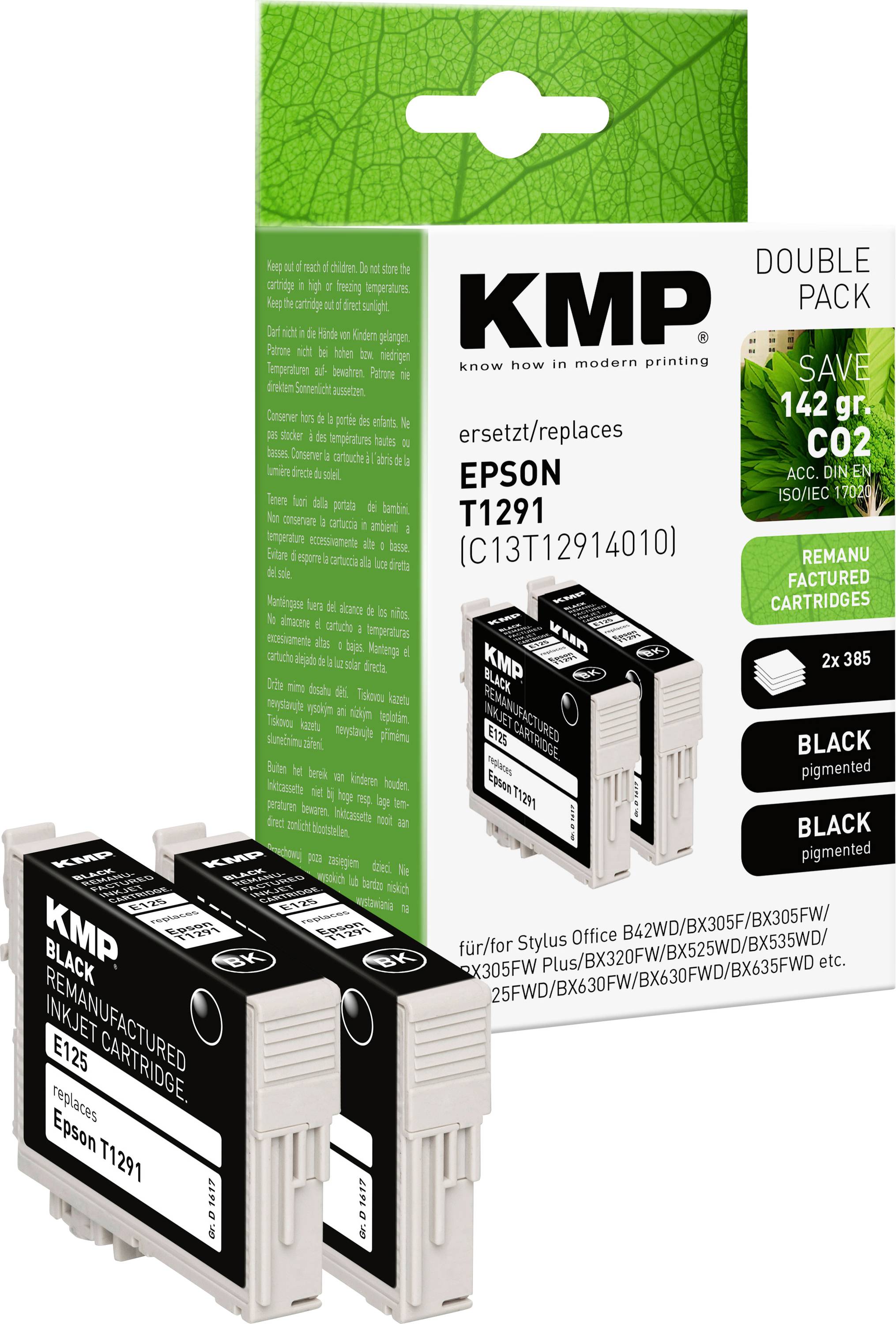 Cartuccia KMP Compatibile sostituisce Epson T1291 Conf 2 pz Nero E125D 1617,0021