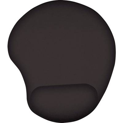 Čierna, ergonomická podložka pod myš s opierkou zápästia, ktorá podporuje pohodlné používanie počítačových myší.