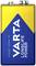 Batéria Varta 9V v žlto-modrom obale. Nápis: 'Varta Longlife Power'.