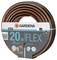 Záhradná hadica, značka Gardena, model '20 m Flex', priemer 13 mm. Balenie ukazuje oranžovo-čierny dizajn hadice a technológiu Power Grip.