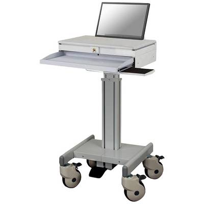 Mobilný počítačový stolík s kolieskami, nastaviteľnou výškou a držiakom na notebook. Ideálny pre flexibilné pracovné prostredia.