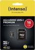 Intenso Premium pamäťová karta micro SDHC 16 GB Class 10, UHS-I vr. SD adaptéru