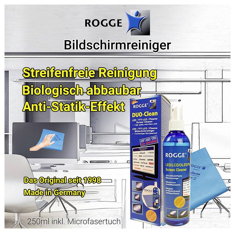 Rogge TFT, plazma, LED, LCD čistič obrazoviek 250 ml vrátane utierky Duo-Clean 10025 1 ks-9