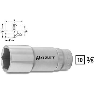 Maticová skrutka s vrúbkovaním od Hazet. Technický výkres zobrazuje rozmery v priečnom reze. Veľkosť: 10 mm, 3/8 palca.