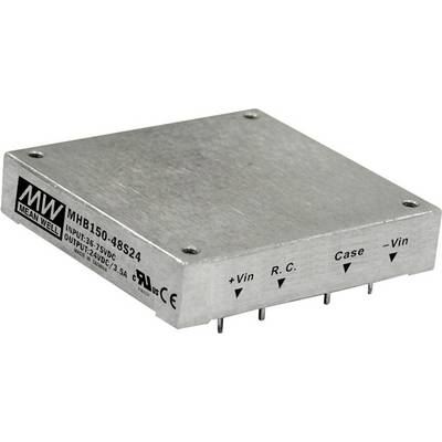 Kovový elektronický modul s viacerými pripájacími kolíkmi a označením pre vstupné a výstupné napätie, ako aj pripojenie puzdra.