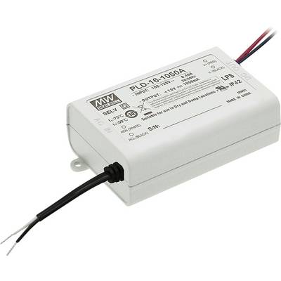 Elektronická súčiastka s technickým štítkom vrátane vstupných a výstupných špecifikácií; dva káble vyčnievajú von.