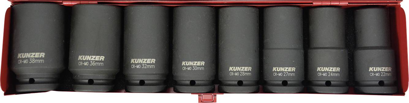 Kunzer Kraft-topnøgleindsats-sæt 3/4 (20 mm) 8 dele 7SSE348
