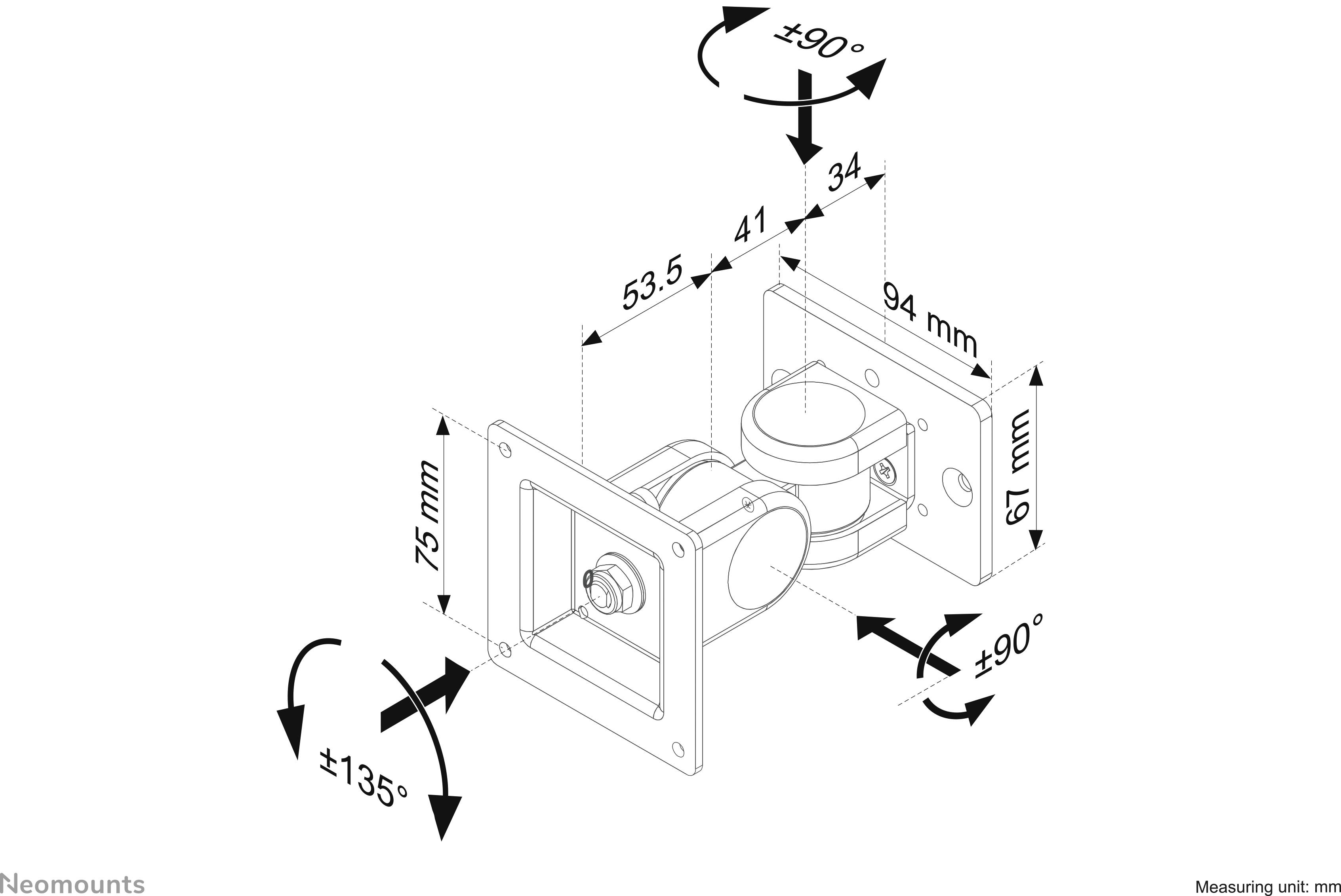 Neomounts FPMA-DTBW200 1-násobný držiak monitoru 25,4 cm (10") - 76,2 cm (30") sklápajúci, nakláňací, otočný-4