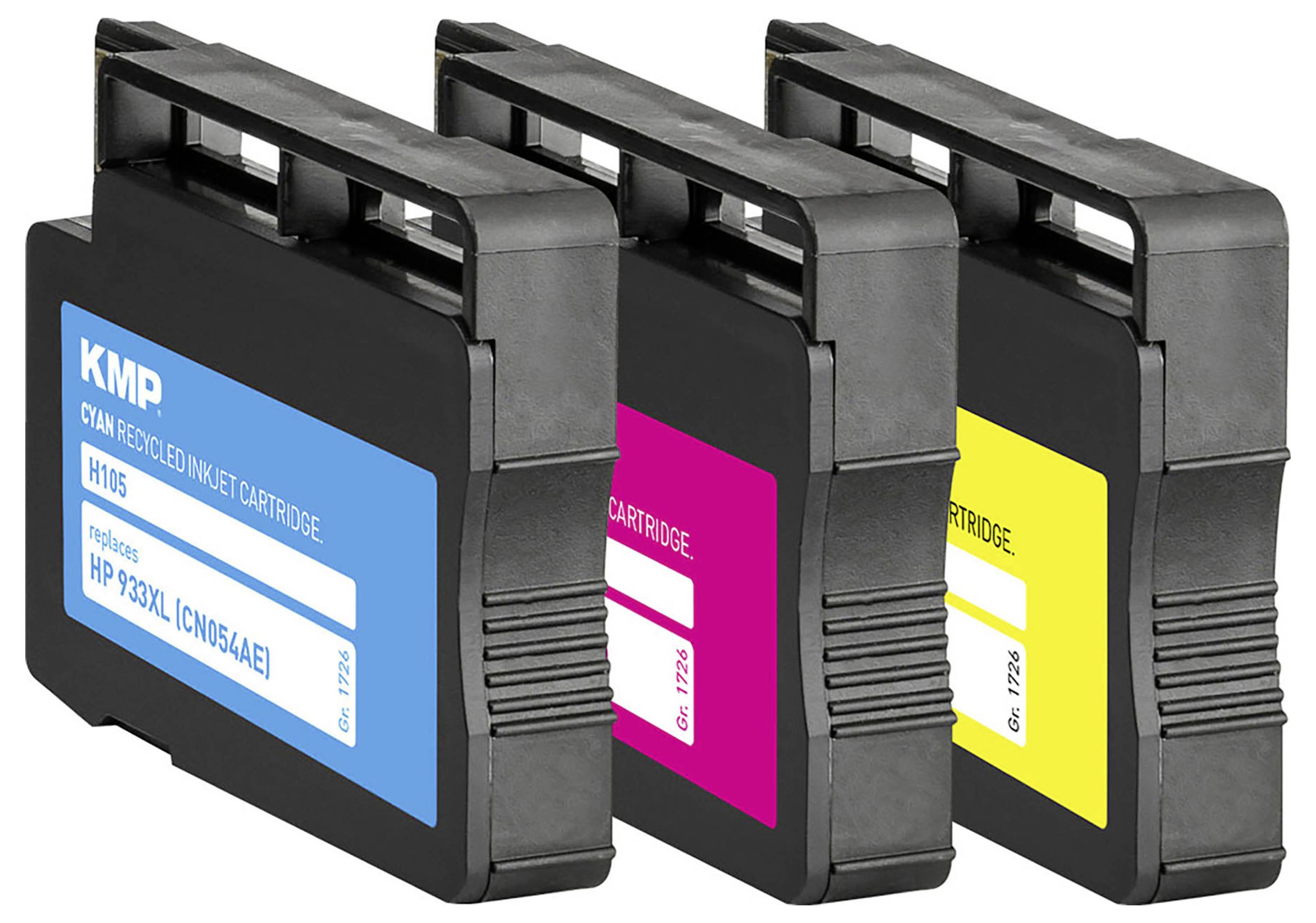 KMP Ink náhradný HP 933XL, CN054AE, CN055AE, CN056AE kompatibilná kombinované balenie zelenomodrá, purpurová, žltá H105V-2