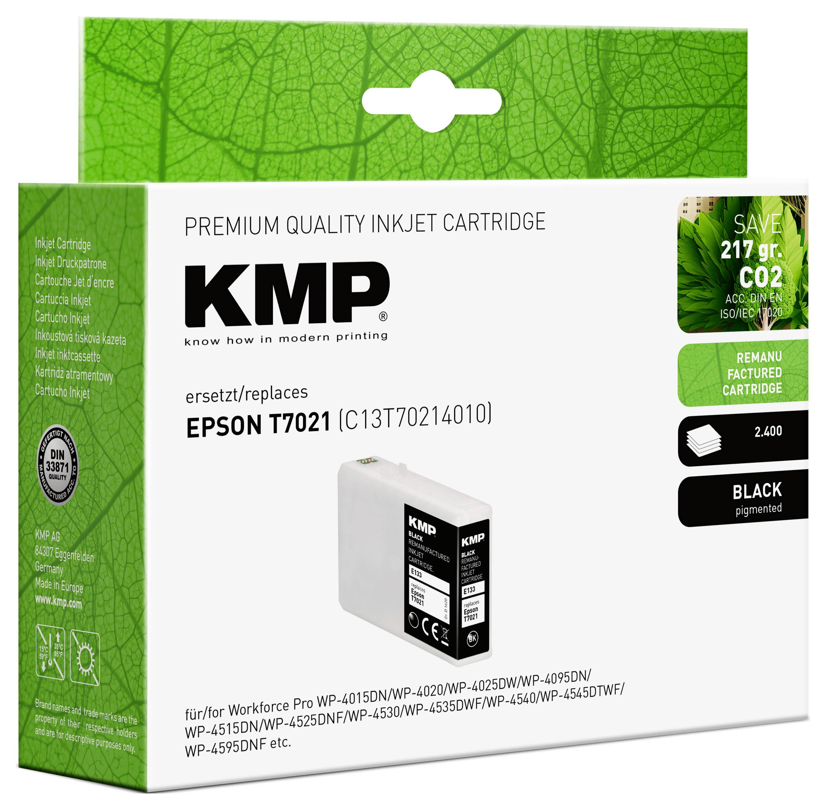 KMP Ink náhradný Epson T7021 kompatibilná čierna E133 1620,4001-1