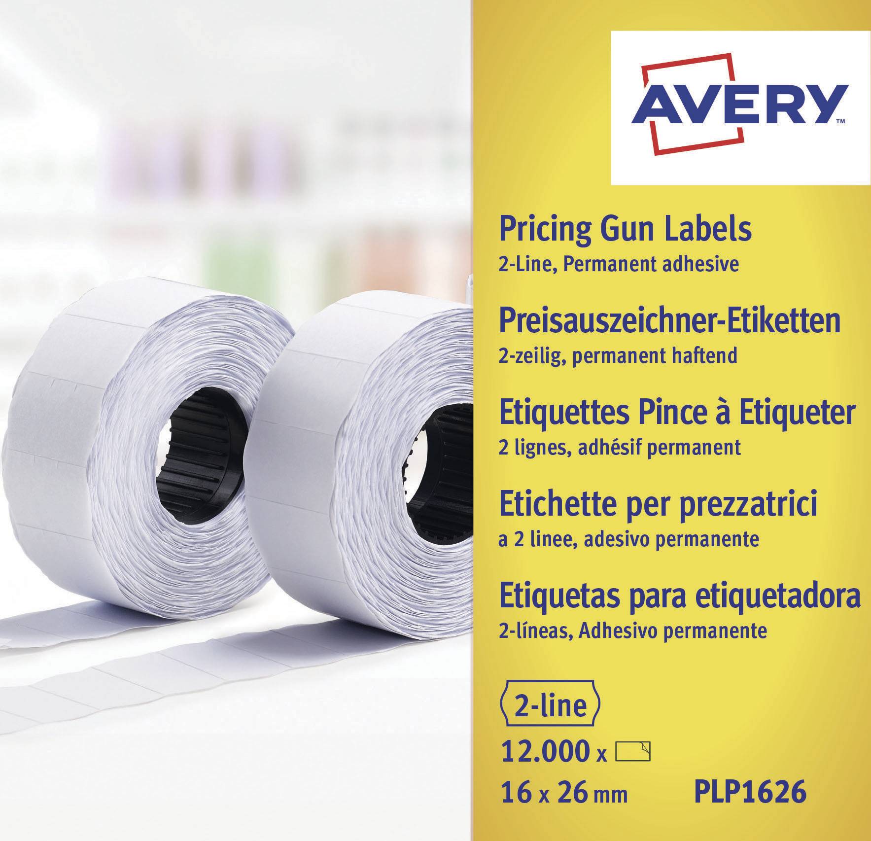 Avery-Zweckform Prijslabels PLP1626 Permanent hechtend Breedte etiket: 26 mm Hoogte etiket: 16 mm Wit 12000 stuk(s) afbeelding