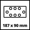Obdĺžnikový element s ôsmimi kruhovými výrezmi, rozmery: 187 x 90 mm.