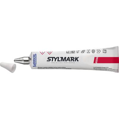 Otvorená tuba Markal Stylmark Original, nezmazateľná ceruzka, leží položená na boku s odskrutkovaným viečkom.